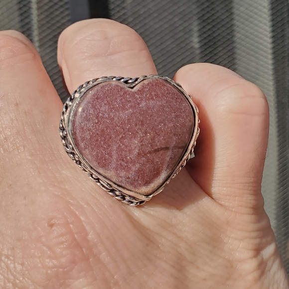 New Heart Shaped Red Sunstone 925 Silver Ring. - Picture 6 of 14
